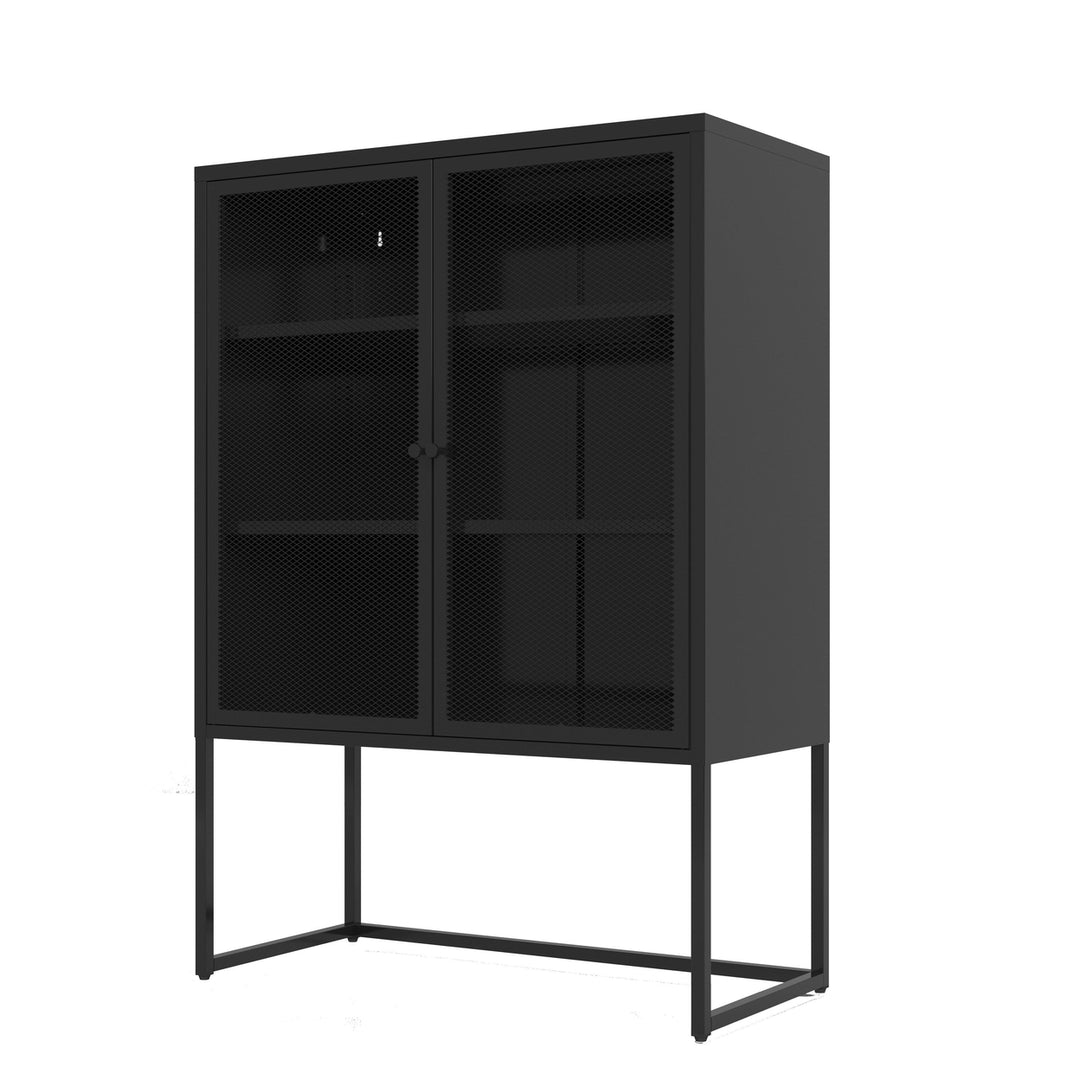 Black Storage Cabinet with Doors Modern Free Standing Steel Accent 31.5" x 15.7" Image 5