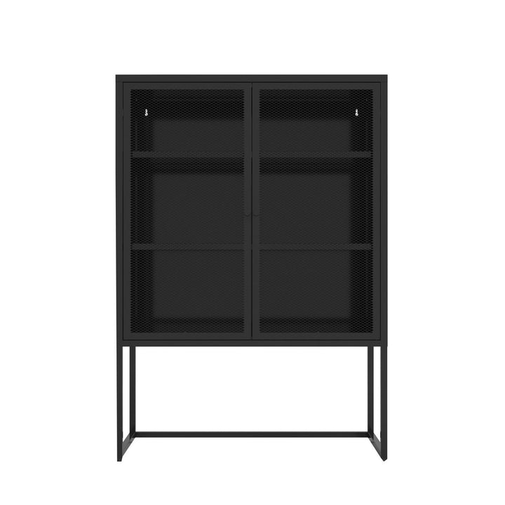 Black Storage Cabinet with Doors Modern Free Standing Steel Accent 31.5" x 15.7" Image 6