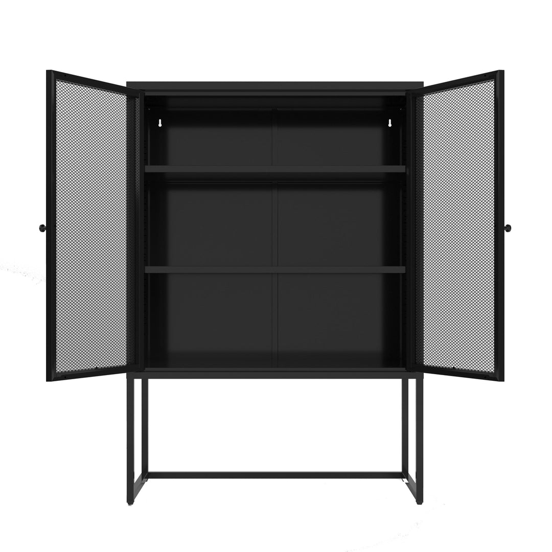 Black Storage Cabinet with Doors Modern Free Standing Steel Accent 31.5" x 15.7" Image 7