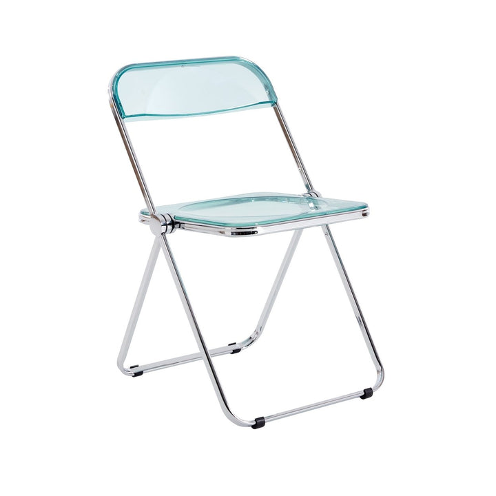 Light Blue Clear Transparent Folding Chair Plastic Living Room Seat Comfortable Space-Saving Design Image 5