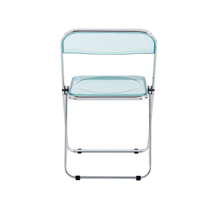 Light Blue Clear Transparent Folding Chair Plastic Living Room Seat Comfortable Space-Saving Design Image 6