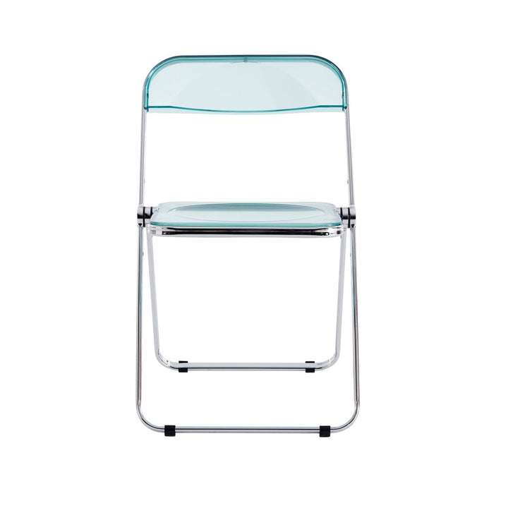 Light Blue Clear Transparent Folding Chair Plastic Living Room Seat Comfortable Space-Saving Design Image 7