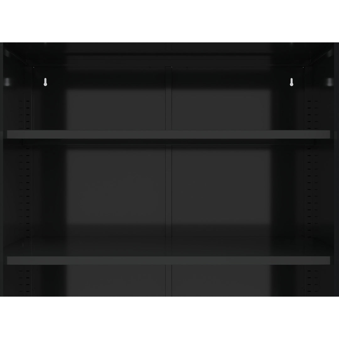 Black Storage Cabinet with Doors Modern Free Standing Steel Accent 31.5" x 15.7" Image 9