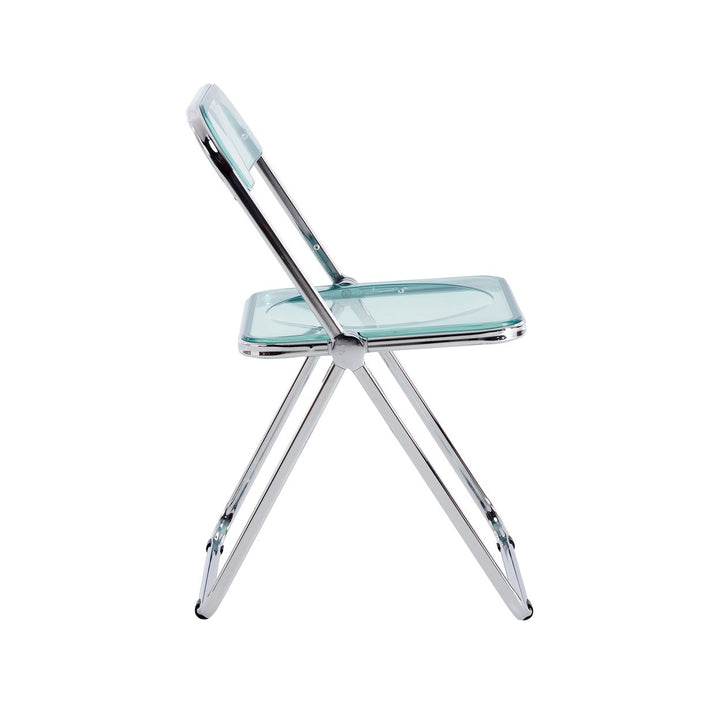 Light Blue Clear Transparent Folding Chair Plastic Living Room Seat Comfortable Space-Saving Design Image 8