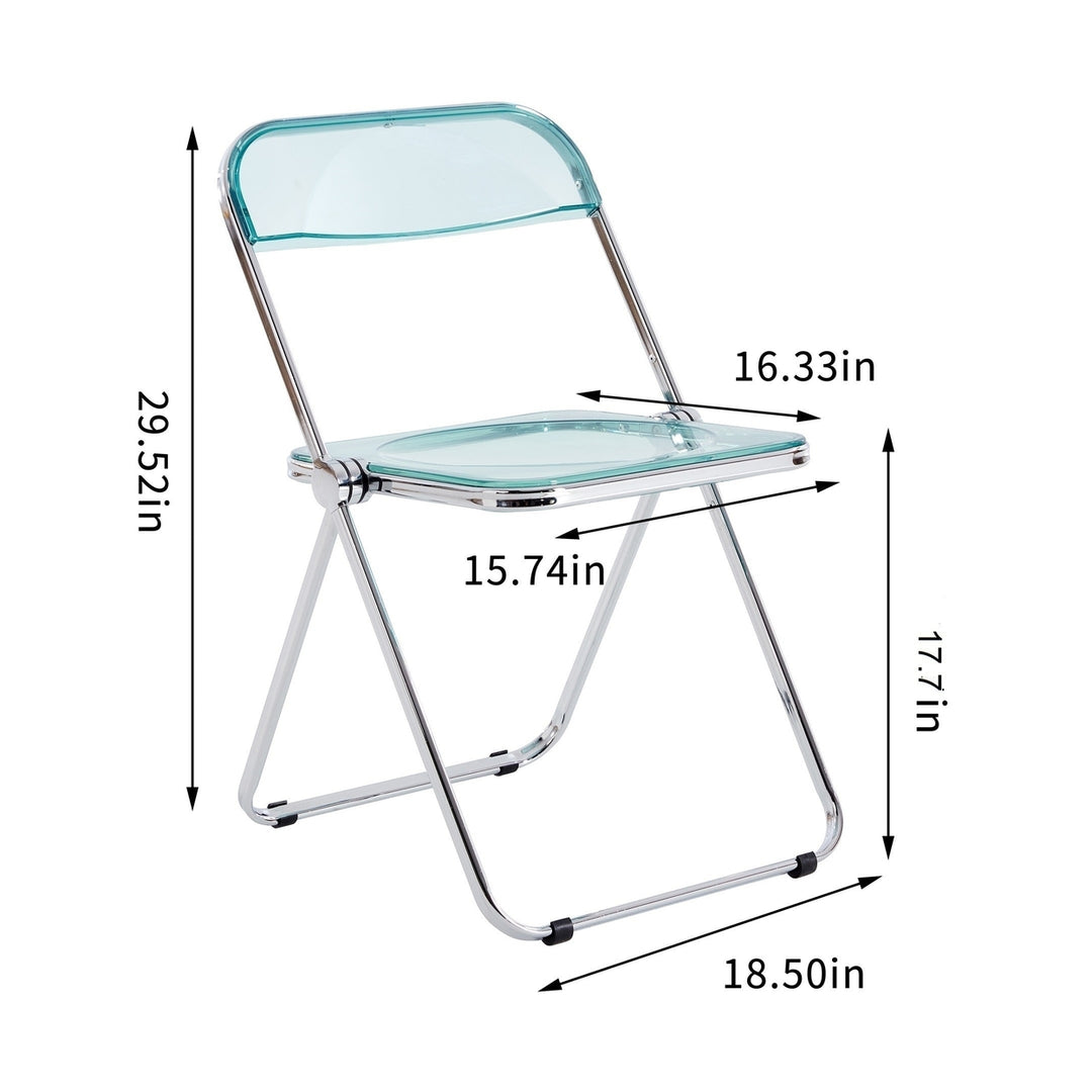 Light Blue Clear Transparent Folding Chair Plastic Living Room Seat Comfortable Space-Saving Design Image 10