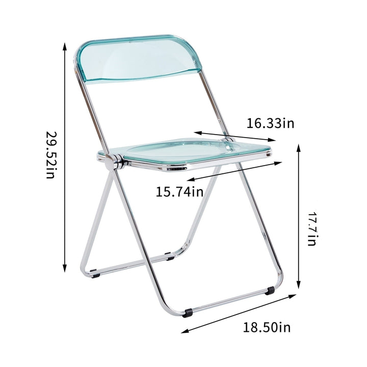 Light Blue Clear Transparent Folding Chair Plastic Living Room Seat Comfortable Space-Saving Design Image 10