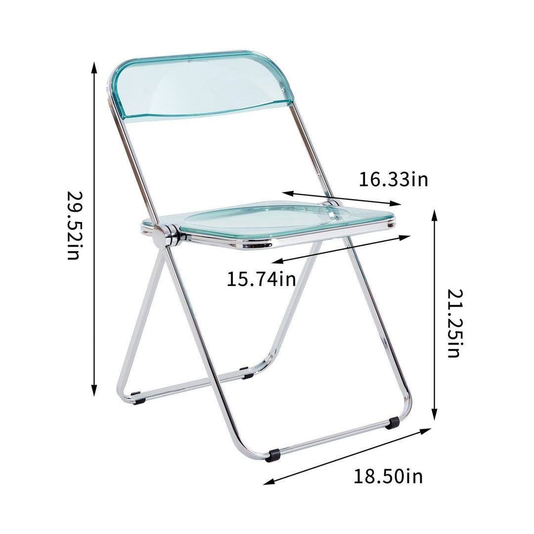 Clear Folding Chair Transparent Plastic Living Room Seat Light Blue Space Saving Image 6