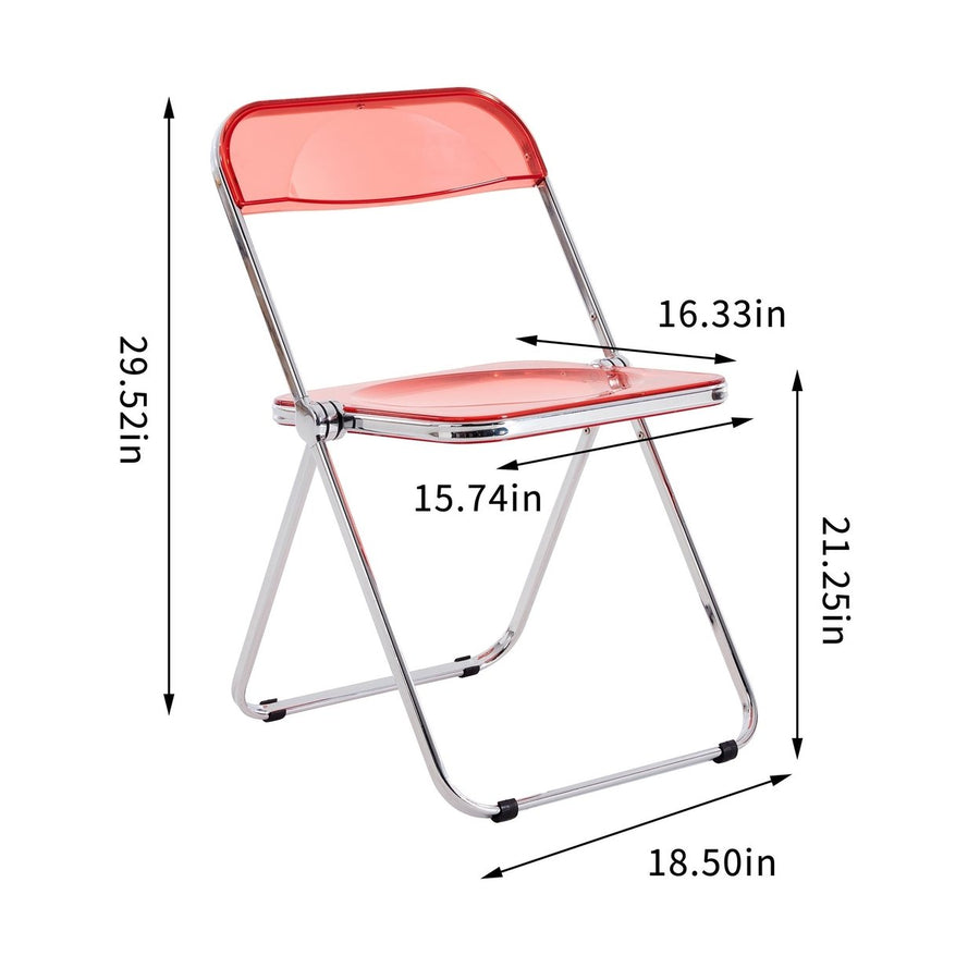 Transparent Folding Chair Sapphire Blue Plastic Seat for Home Office Events Image 1