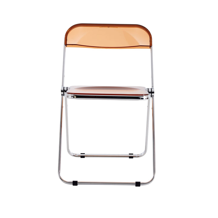 Clear Transparent Folding Chair Pc Plastic Living Room Seat - Yellow Image 5