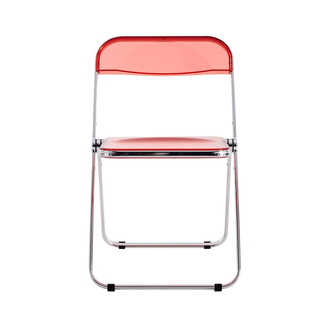 Transparent Folding Chair Sapphire Blue Plastic Seat for Home Office Events Image 7