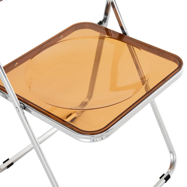 Clear Transparent Folding Chair Pc Plastic Living Room Seat, Stylish and Comfortable - Yellow Image 4