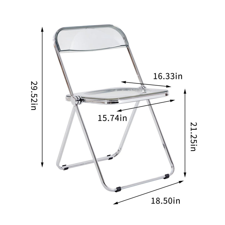 Gray Clear Transparent Folding Chair PC Plastic Living Room Seat Space Saving Design Image 4