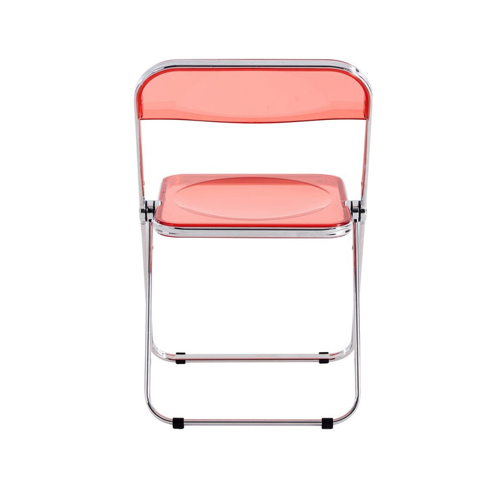 Transparent Folding Chair Sapphire Blue Plastic Seat for Home Office Events Image 8