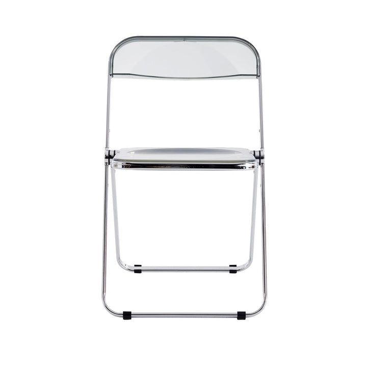 Gray Clear Transparent Folding Chair PC Plastic Living Room Seat Space Saving Design Image 5