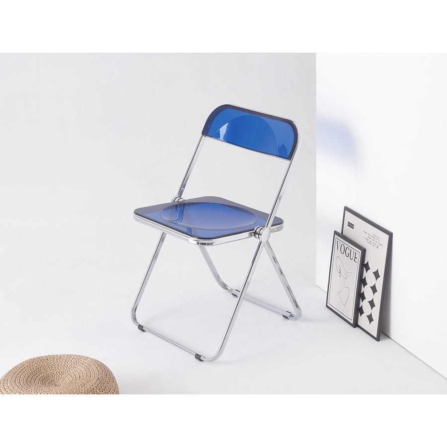 Clear Transparent Folding Plastic Chair for Living Room, PC Seat Image 1