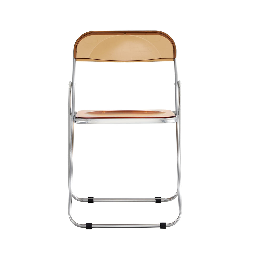 Clear Transparent Folding Chair Pc Plastic Living Room Seat, Stylish and Comfortable - Yellow Image 7