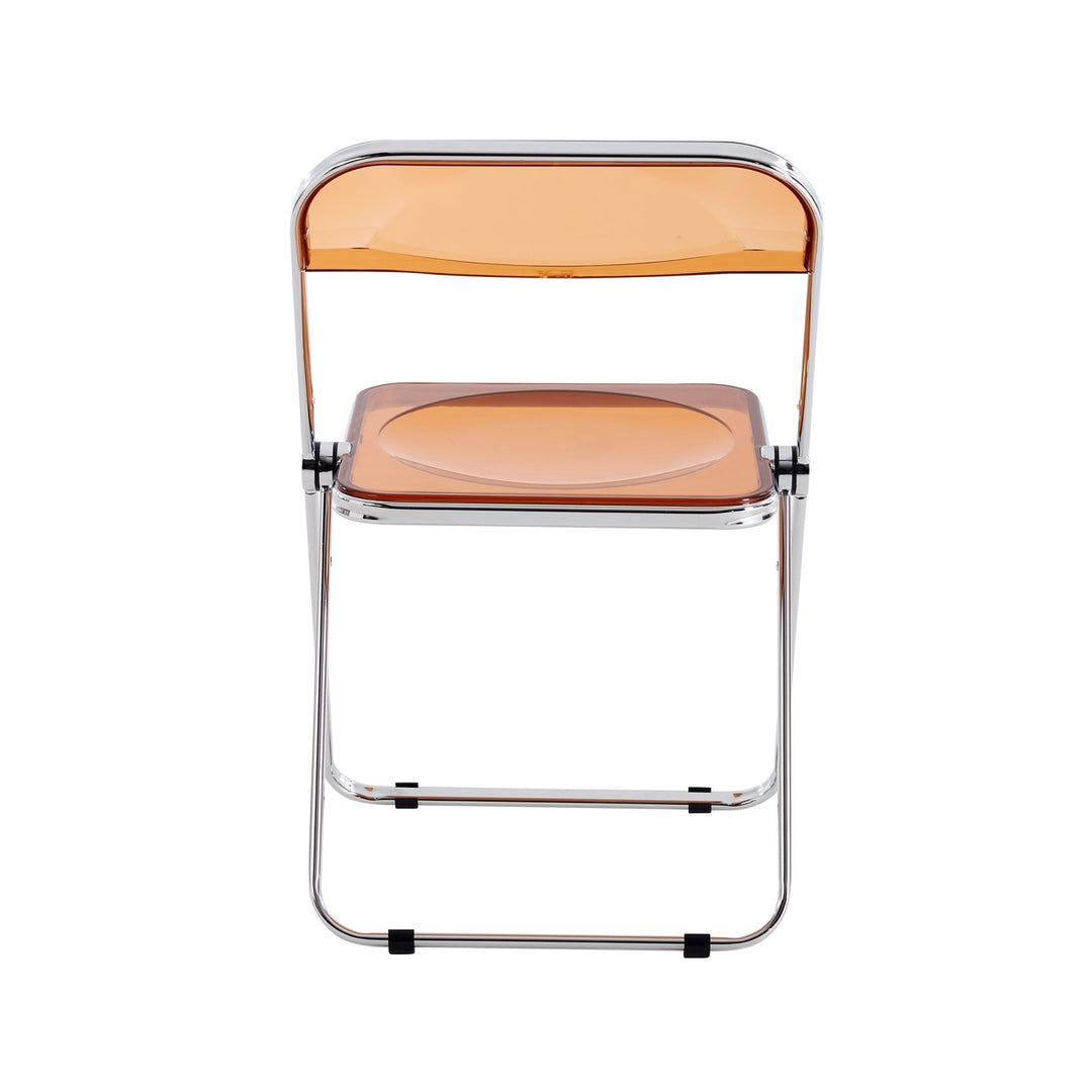 Clear Transparent Folding Chair Pc Plastic Living Room Seat - Yellow Image 10
