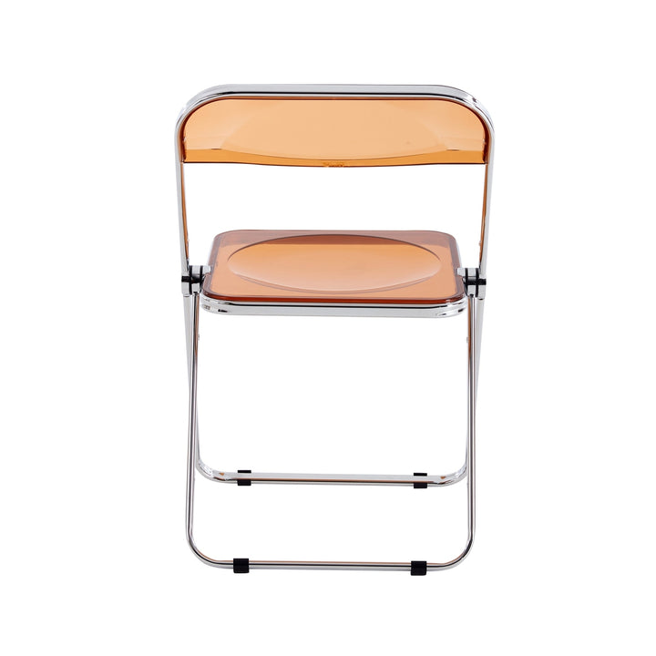 Clear Transparent Folding Chair Pc Plastic Living Room Seat - Yellow Image 10
