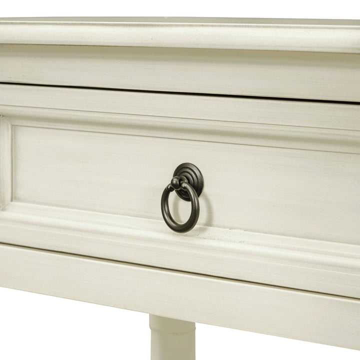 Console Table with Drawers for Entryway Antique White Sofa Table with Long Shelf and Projecting Drawers Image 11