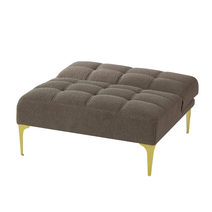 Convertible Sofa Bed Single Chair Futon Taupe Teddy Fabric Gold Metal Legs Image 8