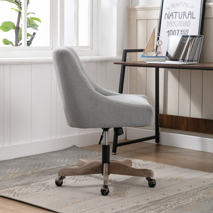 COOLMORE Swivel Shell Chair Gray Modern Leisure Office Chair Solid Wood Image 2