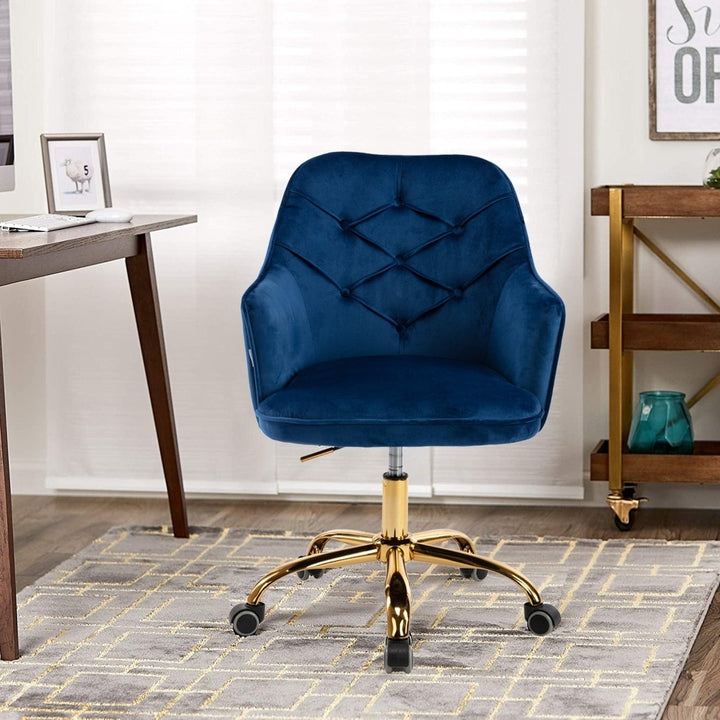 COOLMORE Velvet Swivel Shell Chair for Living Room ,Office chair , Modern Leisure Arm Chair Navy Image 1