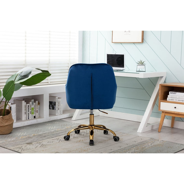 COOLMORE Velvet Swivel Shell Chair for Living Room ,Office chair , Modern Leisure Arm Chair Navy Image 5