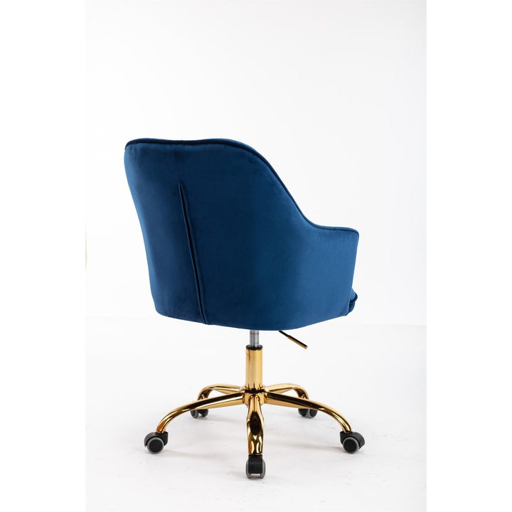 COOLMORE Velvet Swivel Shell Chair for Living Room ,Office chair , Modern Leisure Arm Chair Navy Image 9