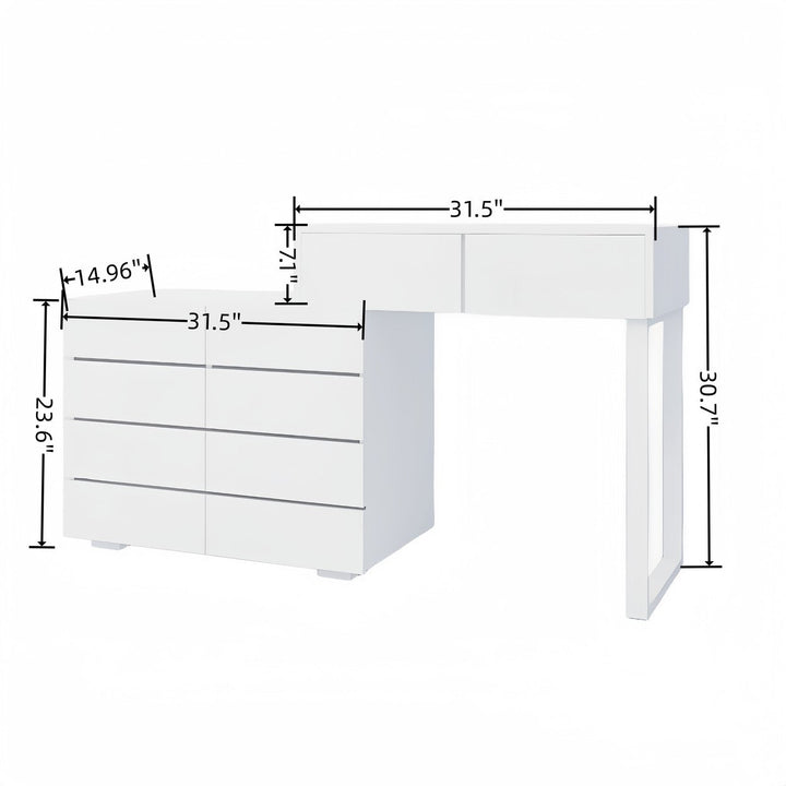 White 10 Drawer Chest of Drawers Engineered Wood Storage Organizer Vanity Image 7