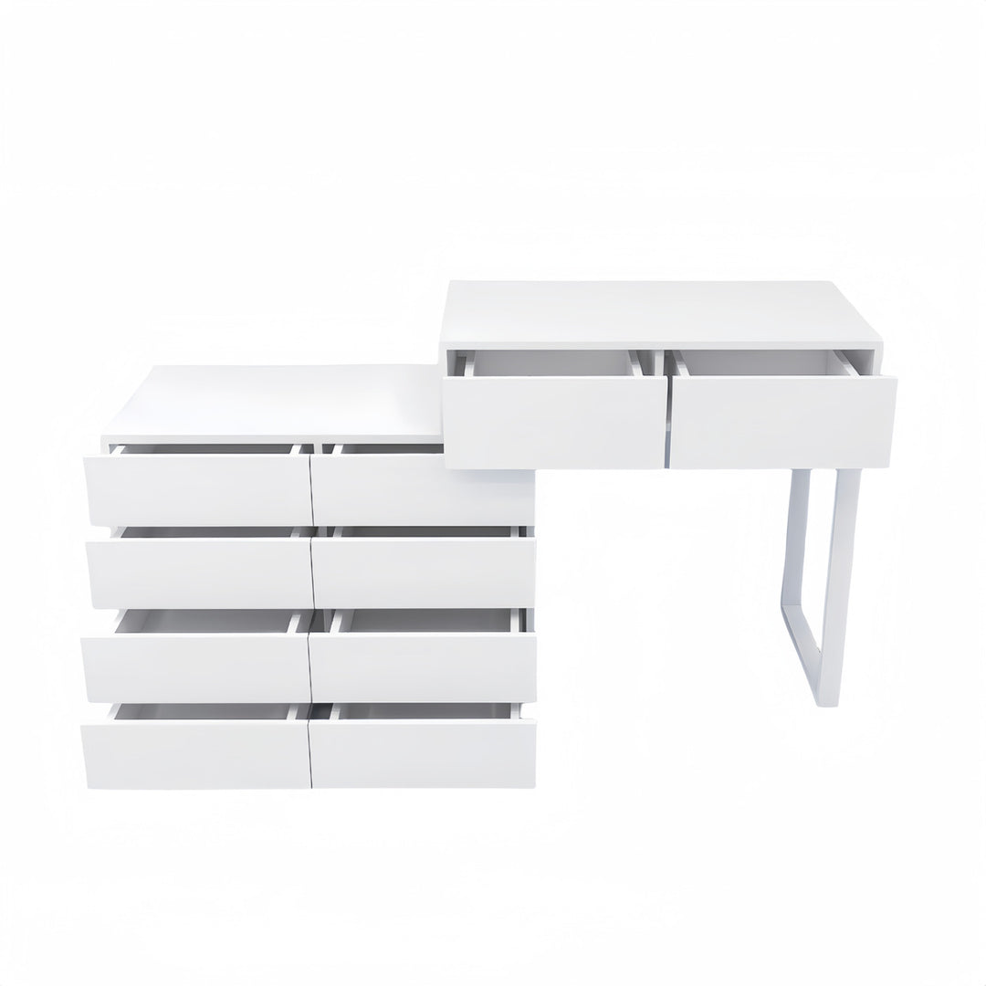 White 10 Drawer Chest of Drawers Engineered Wood Storage Organizer Vanity Image 10