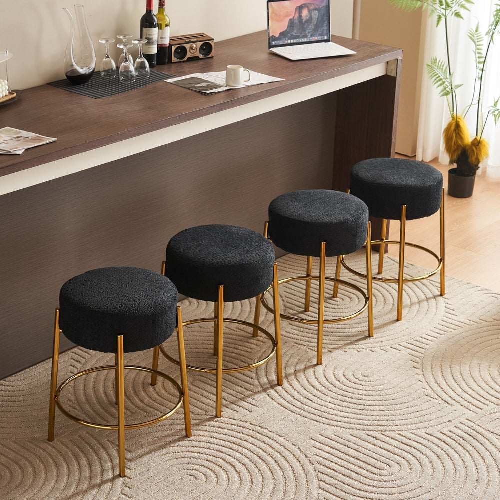 24 Inch Tall Bar Stools Set of 2 Upholstered Dining Stools for Kitchen and Bar Image 2