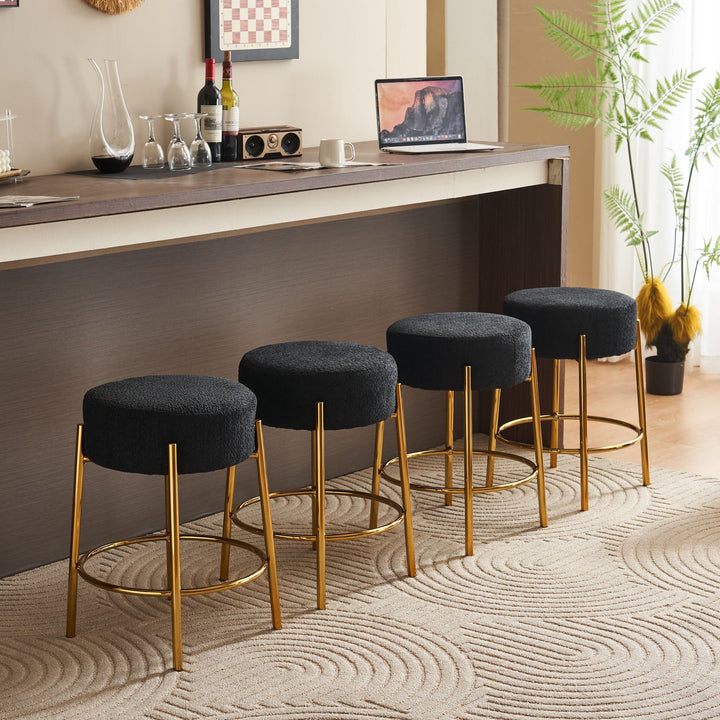 24 Tall Round Bar Stools Set of 2 - Contemporary Upholstered Dining Stools for Kitchens and Bars - Includes Sturdy Image 3