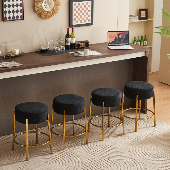 24 Tall Round Bar Stools Set of 2 - Contemporary Upholstered Dining Stools for Kitchens and Bars - Includes Sturdy Image 4