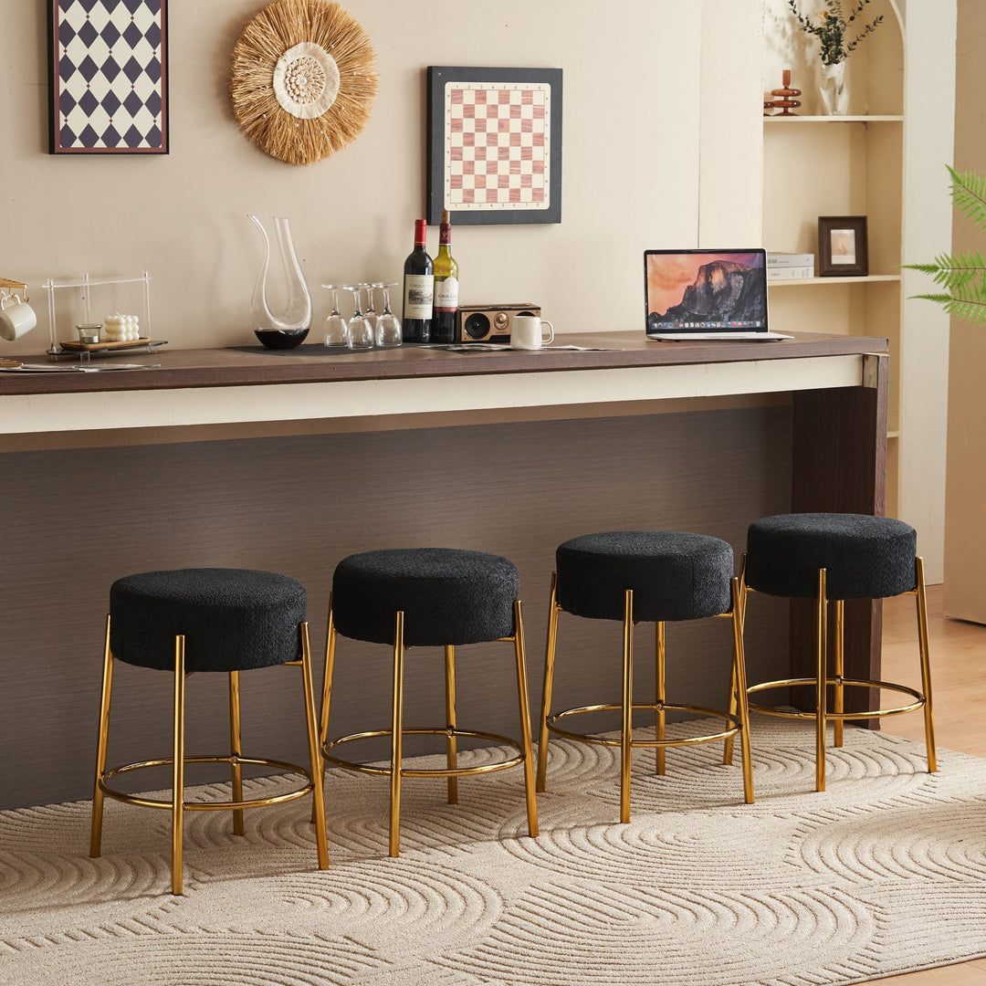 24 Tall Round Bar Stools Set of 2 - Contemporary Upholstered Dining Stools for Kitchens and Bars - Includes Sturdy Image 5
