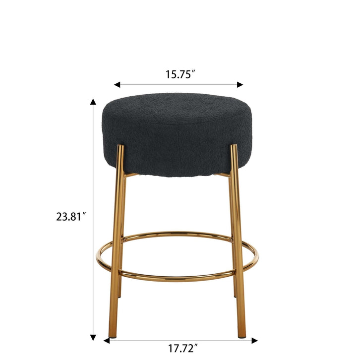24 Tall Round Bar Stools Set of 2 - Contemporary Upholstered Dining Stools for Kitchens and Bars - Includes Sturdy Image 7