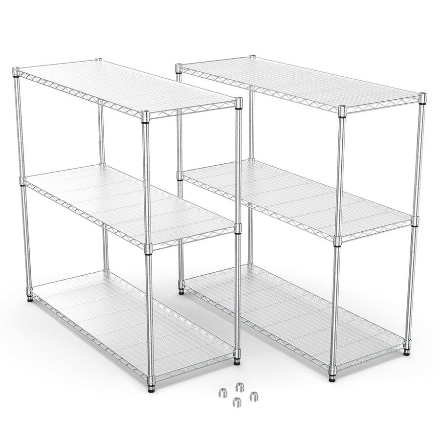 3 Tier Adjustable Wire Shelving Unit Heavy Duty Steel Rack for Kitchen Garage Office Image 1