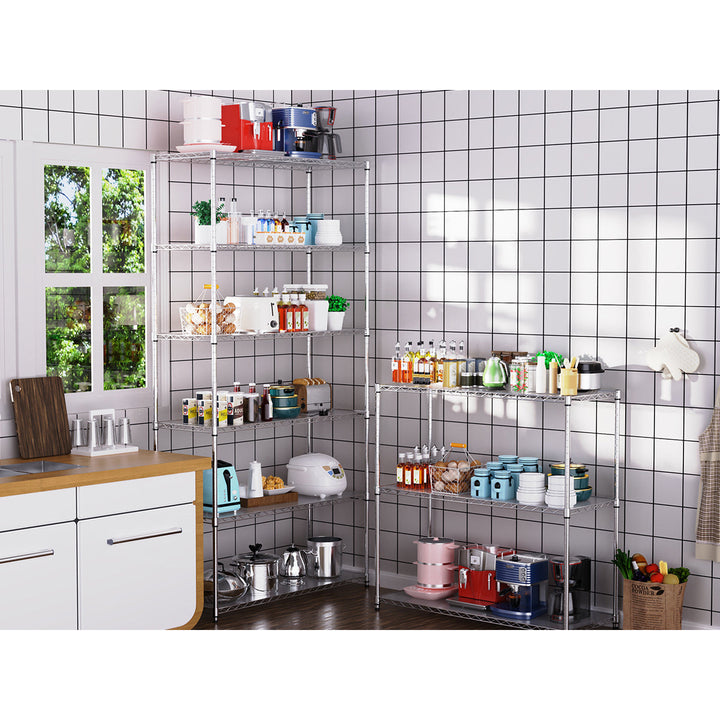 3 Tier Adjustable Wire Shelving Unit Heavy Duty Steel Rack for Kitchen Garage Office Image 4