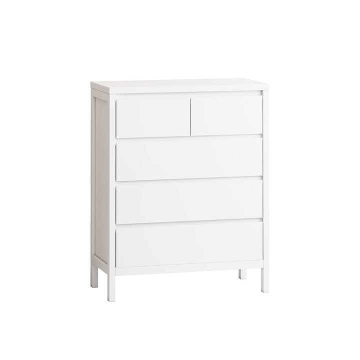 4-Tier 5-Drawer White MDF Storage Cabinet for Bedroom Living Room Dining Room Image 5