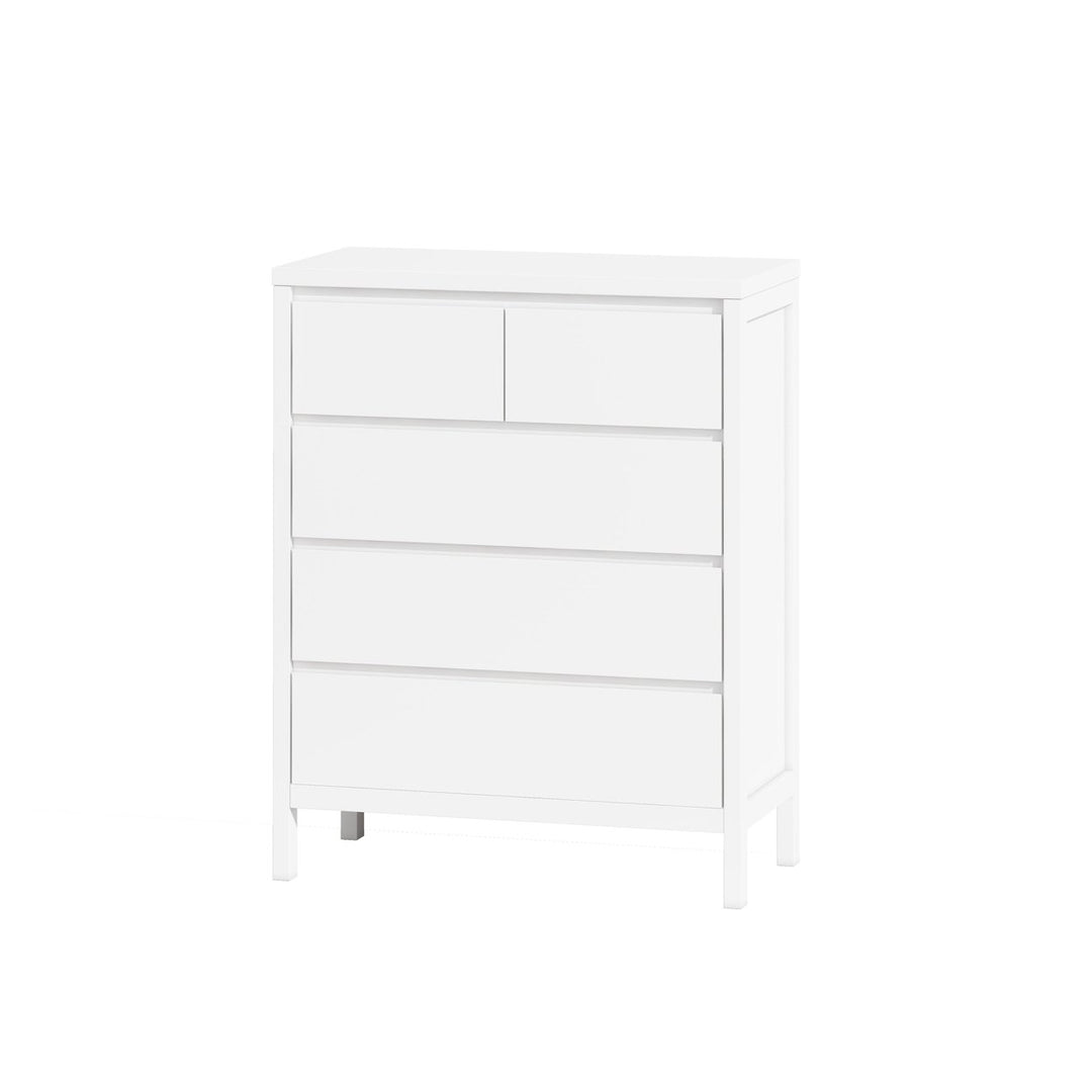 4-Tier 5-Drawer White MDF Storage Cabinet for Bedroom Living Room Dining Room Image 6