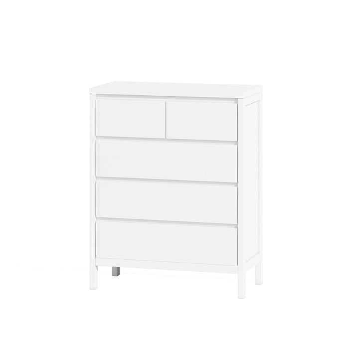 4-Tier 5-Drawer White MDF Storage Cabinet for Bedroom Living Room Dining Room Image 6