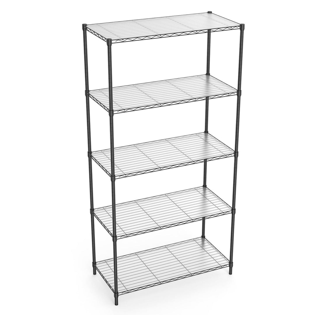 Heavy Duty 5 Tier Wire Shelving Unit Black 72H 36L x 16W Steel Storage Rack Image 1