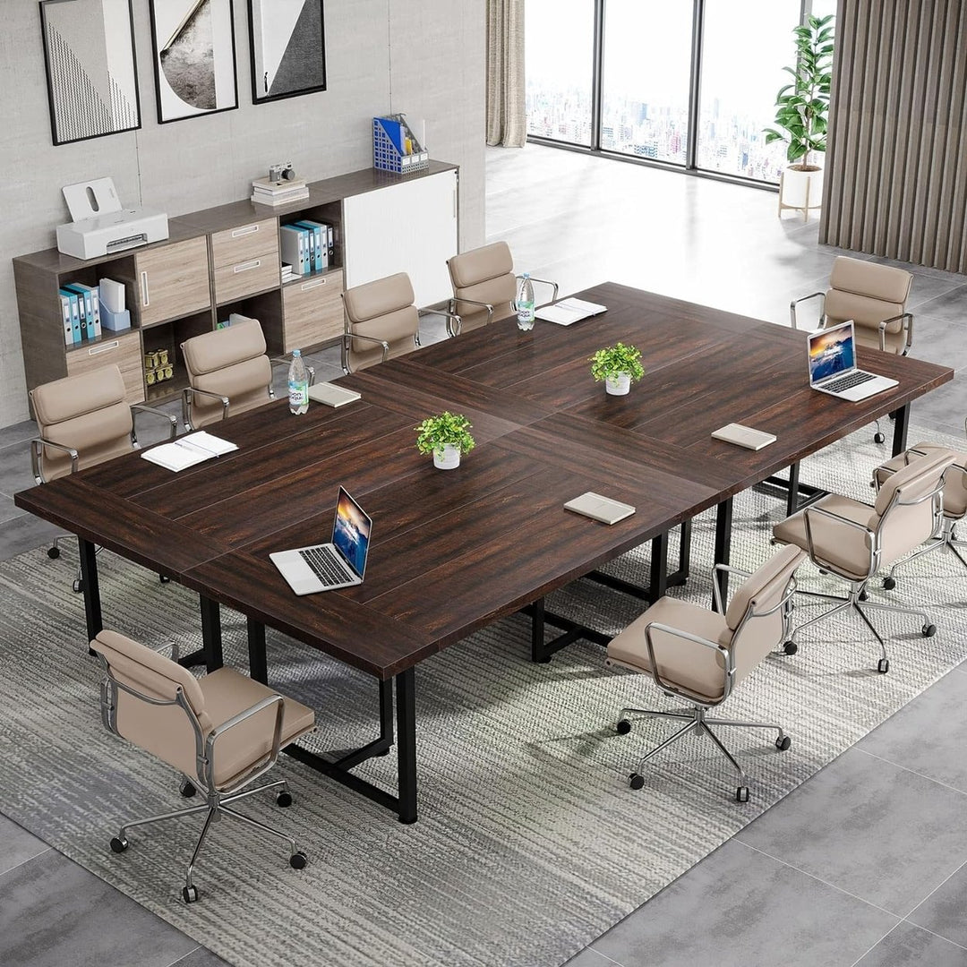 Tribesigns 70.86 Inch Conference Table Office Seminar Meeting Room Desk Brown MDF Image 3