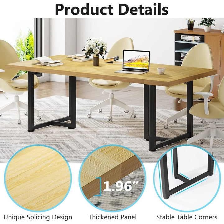 Tribesigns 70.86 Inch Conference Table Office Seminar Meeting Room Desk Brown MDF Image 10