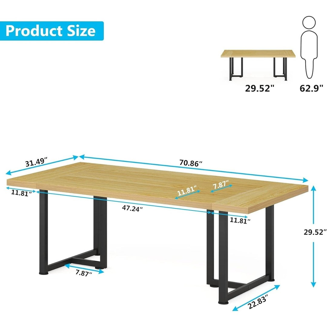 Tribesigns 70.86 Inch Conference Table Office Seminar Meeting Room Desk Brown MDF Image 11