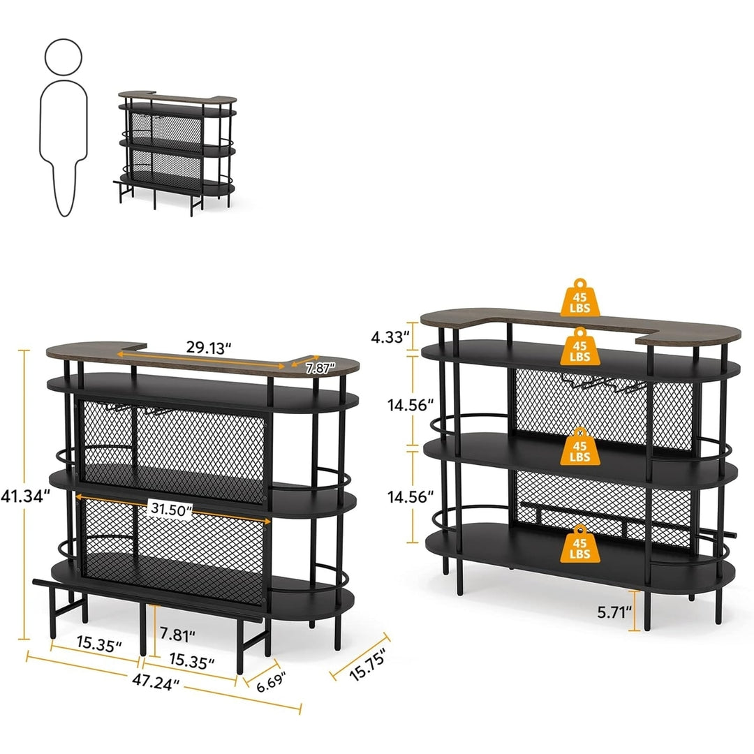 Tribesigns 4-Tier Bar Unit with Storage Shelf, Home Mini Bar Cabinet with Wine Glass Holder, Black Image 6