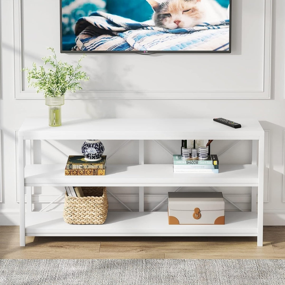 Tribesigns 3-Tier Console Table, Modern Sofa Behind Table with Storage Shelf for Hallway Living Room, White Image 2