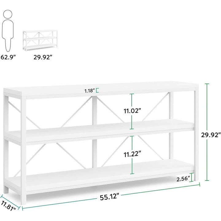 Tribesigns 3-Tier Console Table, Modern Sofa Behind Table with Storage Shelf for Hallway Living Room, White Image 6