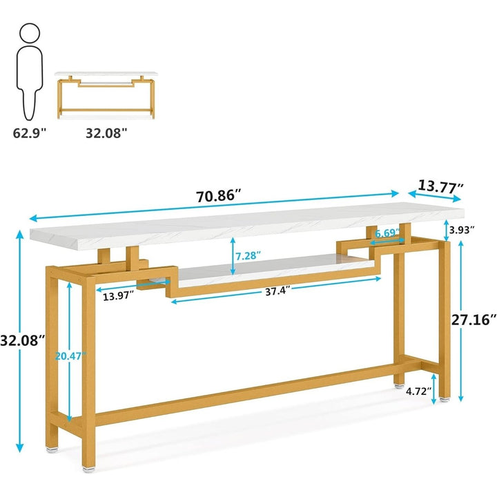 Tribesigns 70.86" Narrow Sofa Console Table with 2-Tier Shelf Wood Metal Frame Image 10