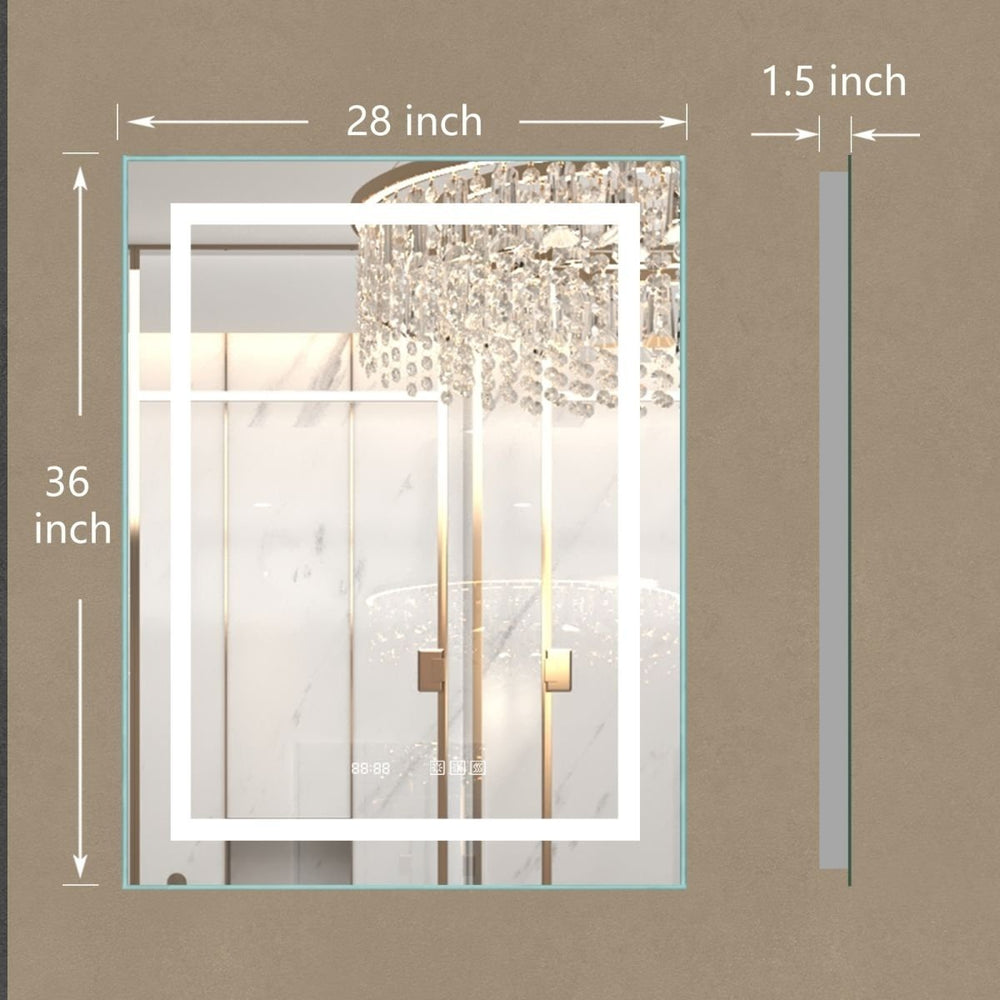 Catalyst 28" x 36" LED Bathroom Mirror,Led Mirror for Bathroom,Anti-Fog,Dimmable,Touch Button,Water Image 2