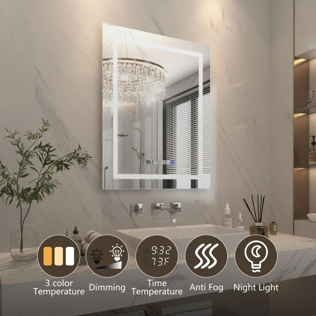 Catalyst 28" x 36" LED Bathroom Mirror,Led Mirror for Bathroom,Anti-Fog,Dimmable,Touch Button,Water Image 3
